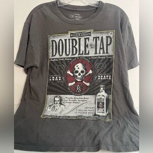 762 Design Double Tap & Skull Graphic T Shirt